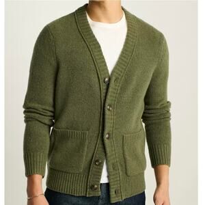 Bonobos Boucle Button Cardigan Olive Green Mens M Wool Blend Preppy City Outdoor